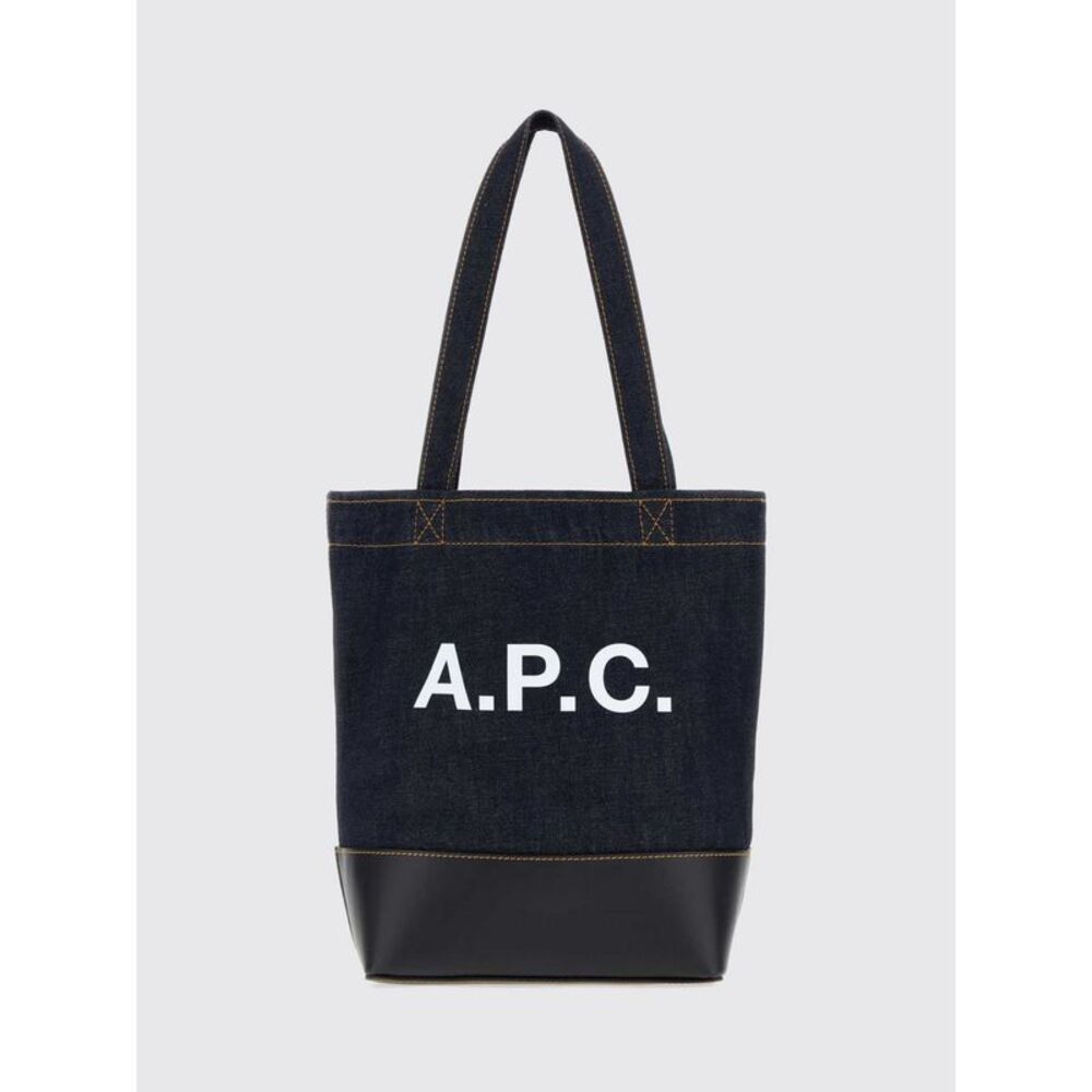 A.P.C. Men A.P.C. Axelle Denim And Leather Tote Bag With Printed Logo